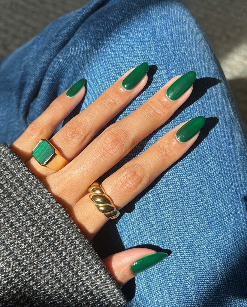 Classic Almond Green Nails