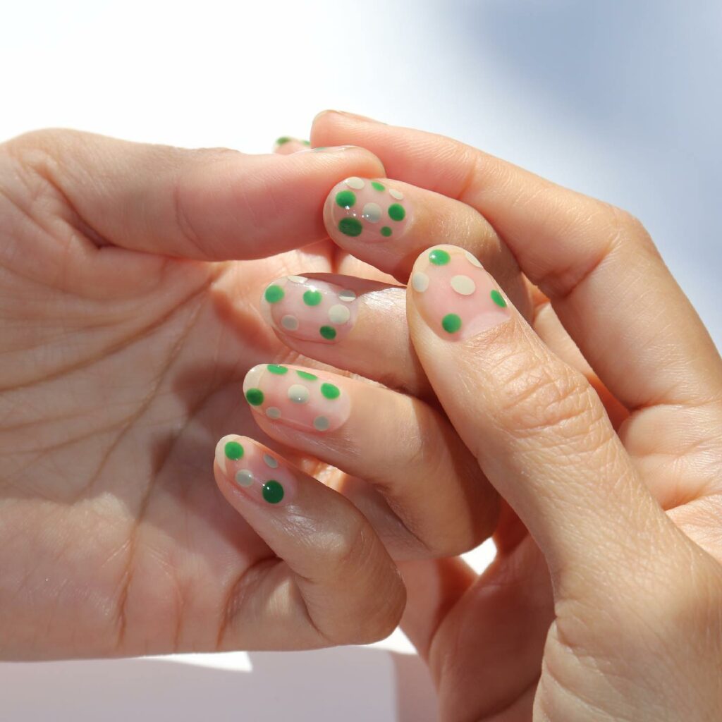 Cheerful Green Nails with Playful Dots