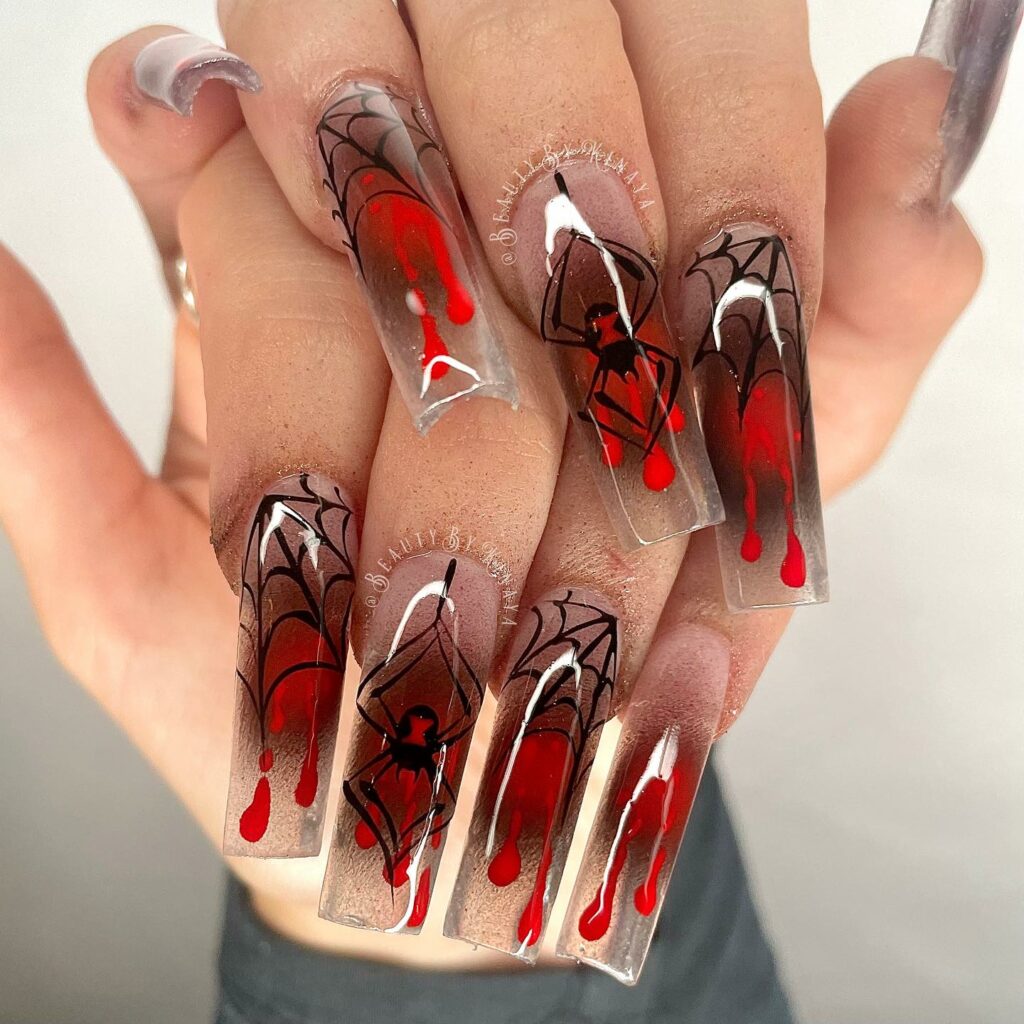 Halloween spider web nails