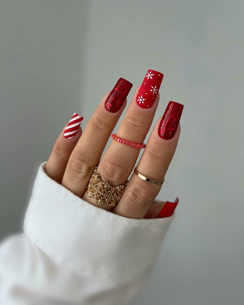 Sophisticated Holiday-Inspired Red Nails