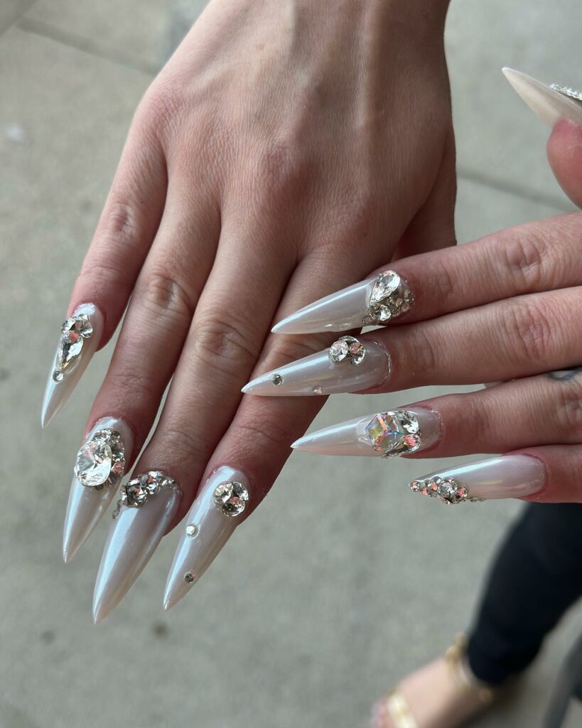 White Stiletto Nails