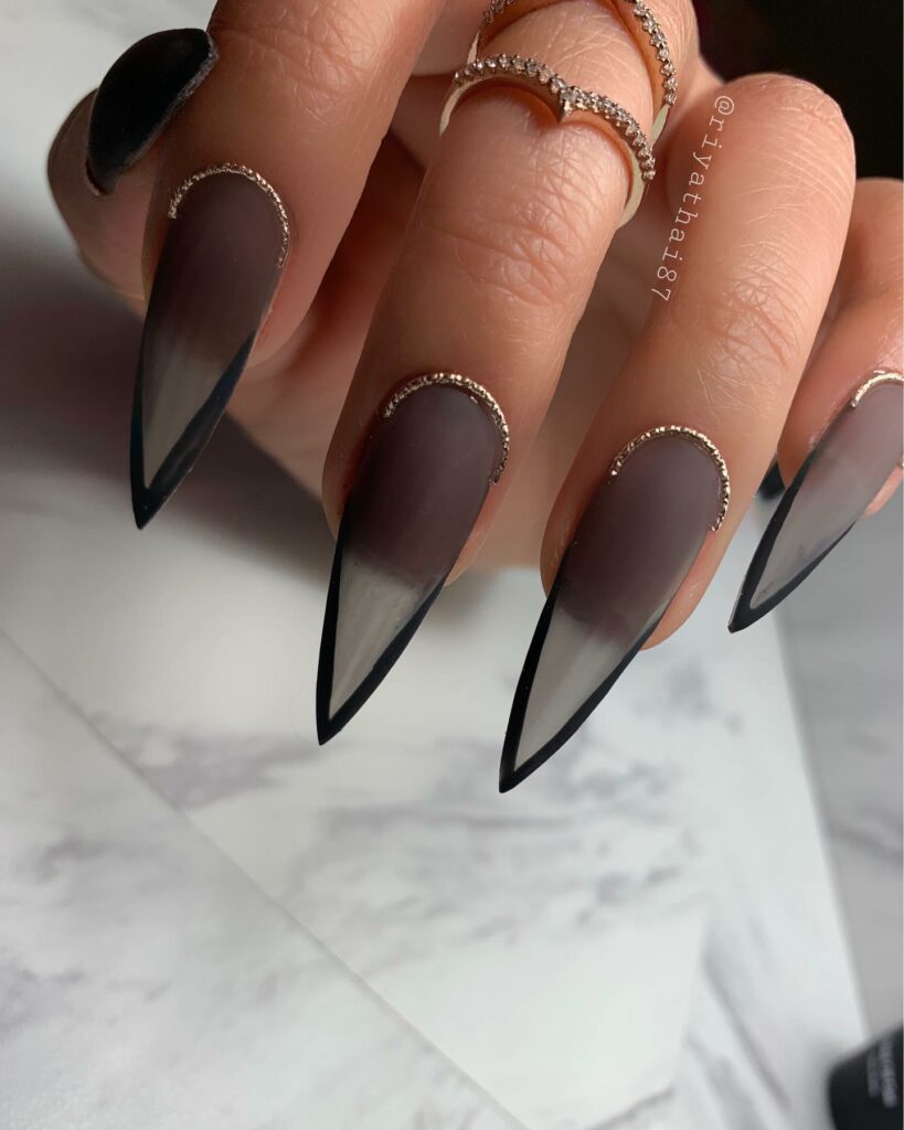 Matte Black Stiletto Nails