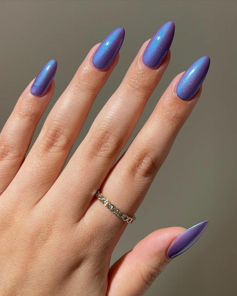 Metallic Purple Prom Nails