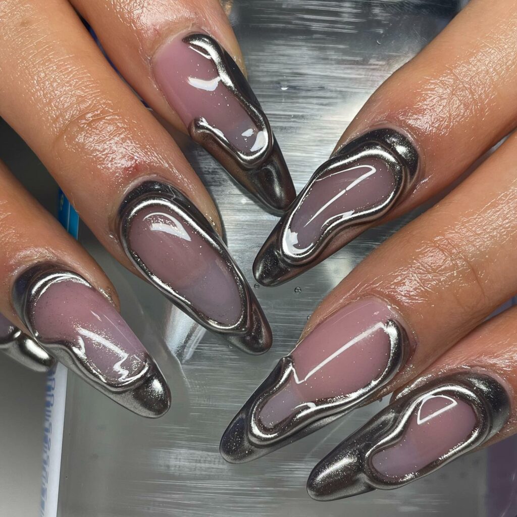 Metallic Stiletto Nails