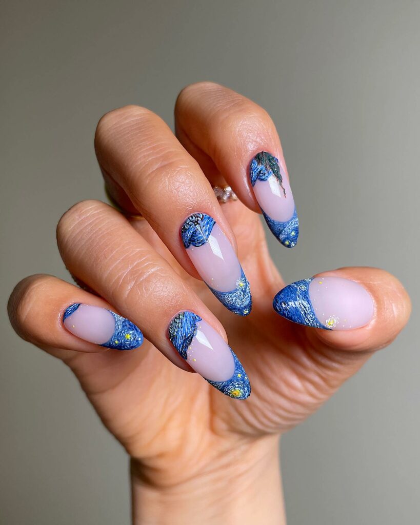 Starry Night Inspired Blue Nails