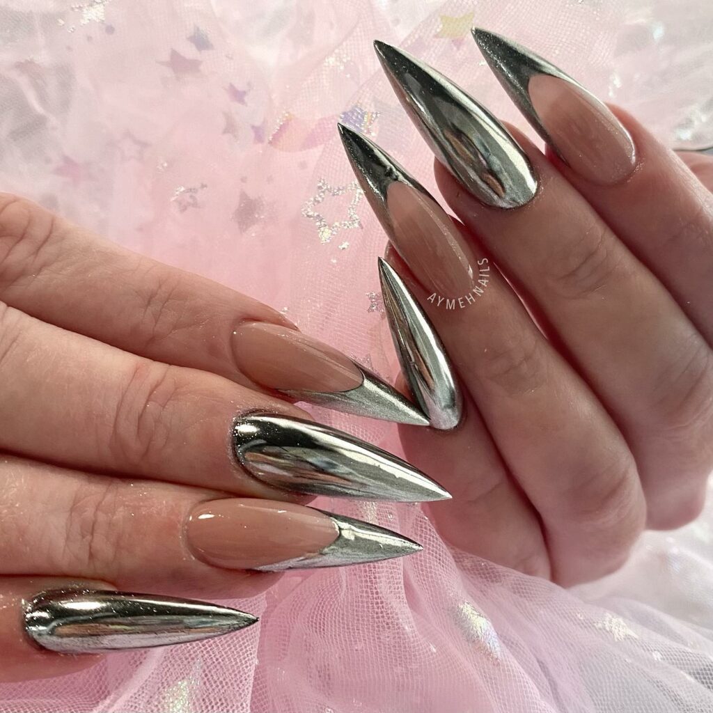 Stiletto Long French Nails