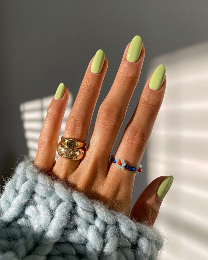 Neon Sage Green Nail Art for a Bold Statement