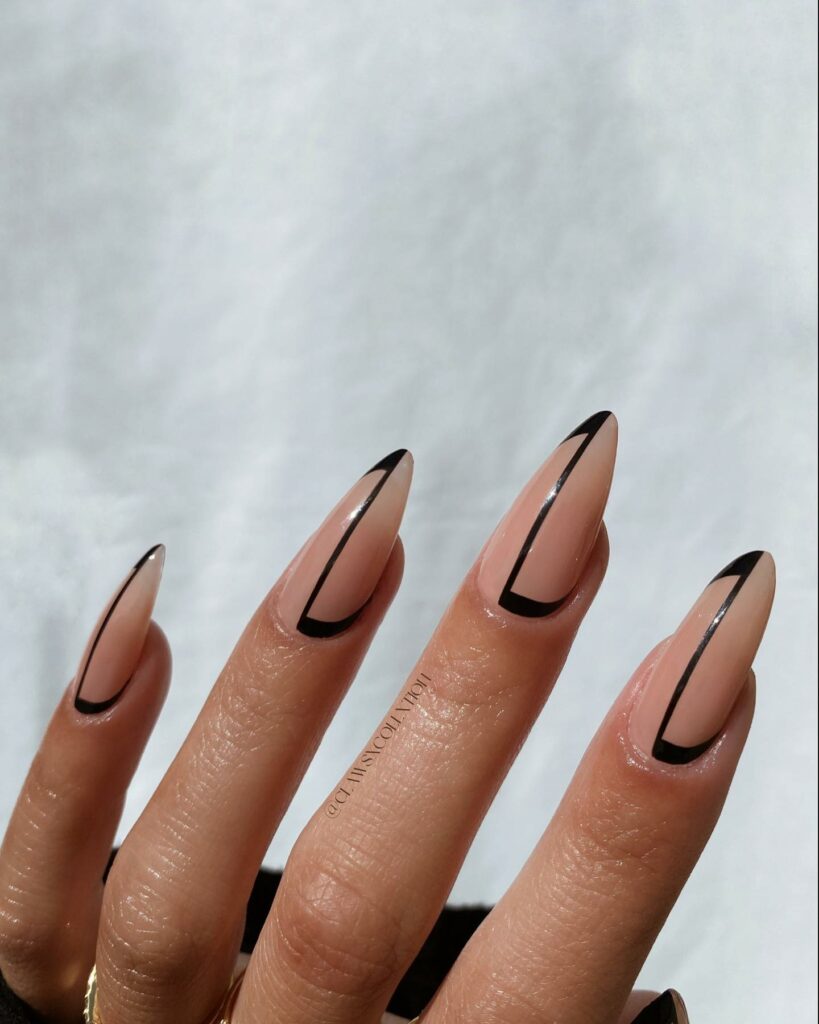 Abstract Nude Stiletto Nails