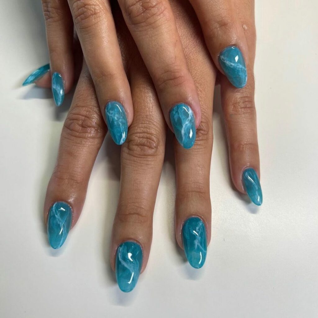 Ocean-Inspired Teal Nails