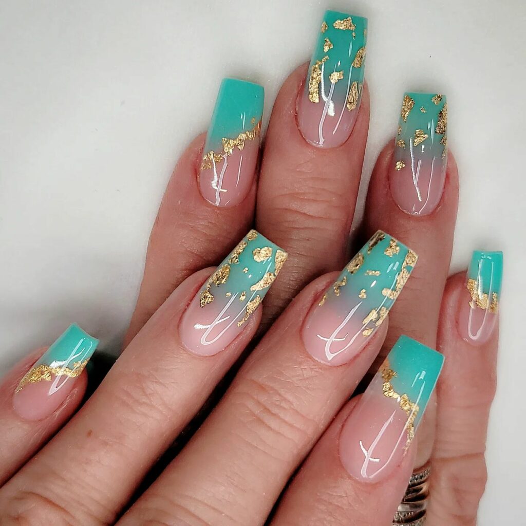 Ombré Teal Nails