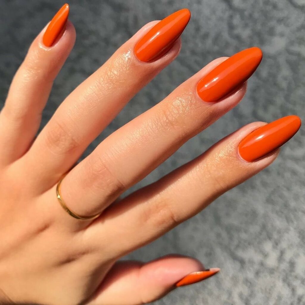 Vibrant Orange Prom Nails