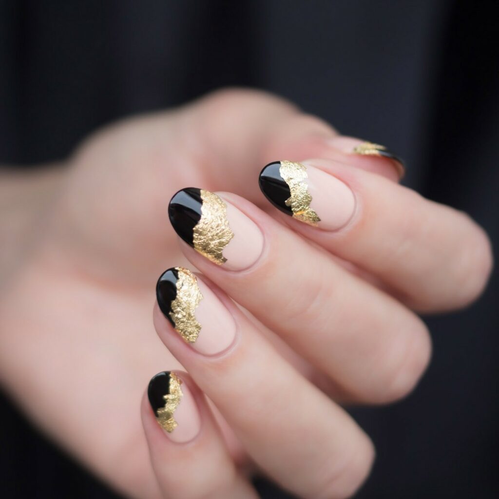 Party Black and Gold Nails