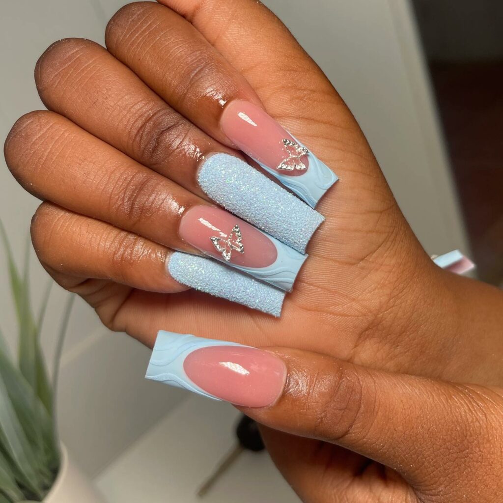 Dreamy Pastel Blue Acrylic Nails