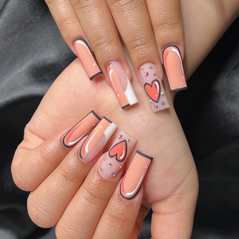 Peachy Cartoon Nail Delight