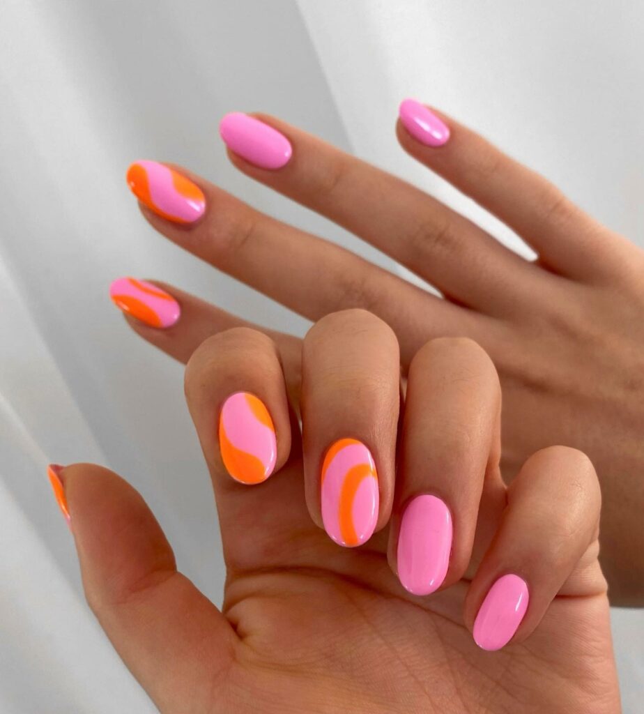 Orange and Pink Nails