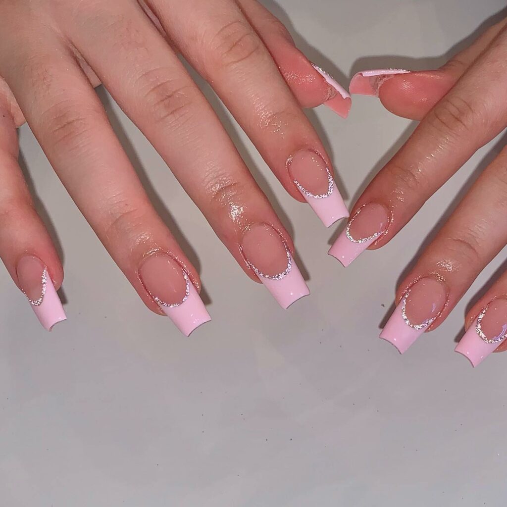 Pink Long Coffin Nails