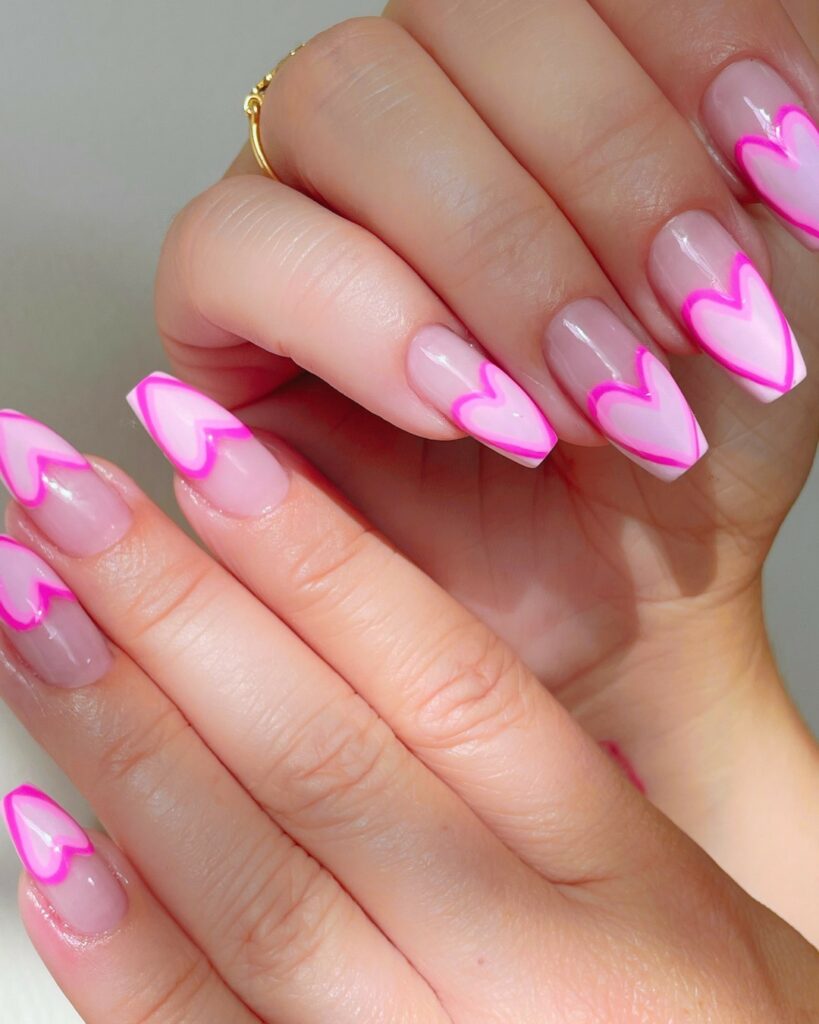 Heart Baby Pink Nails