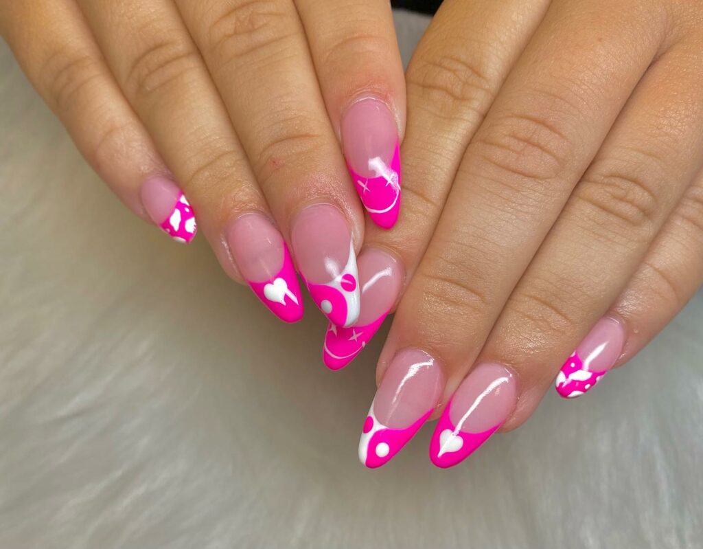 French Yin and Yang Pink Nails