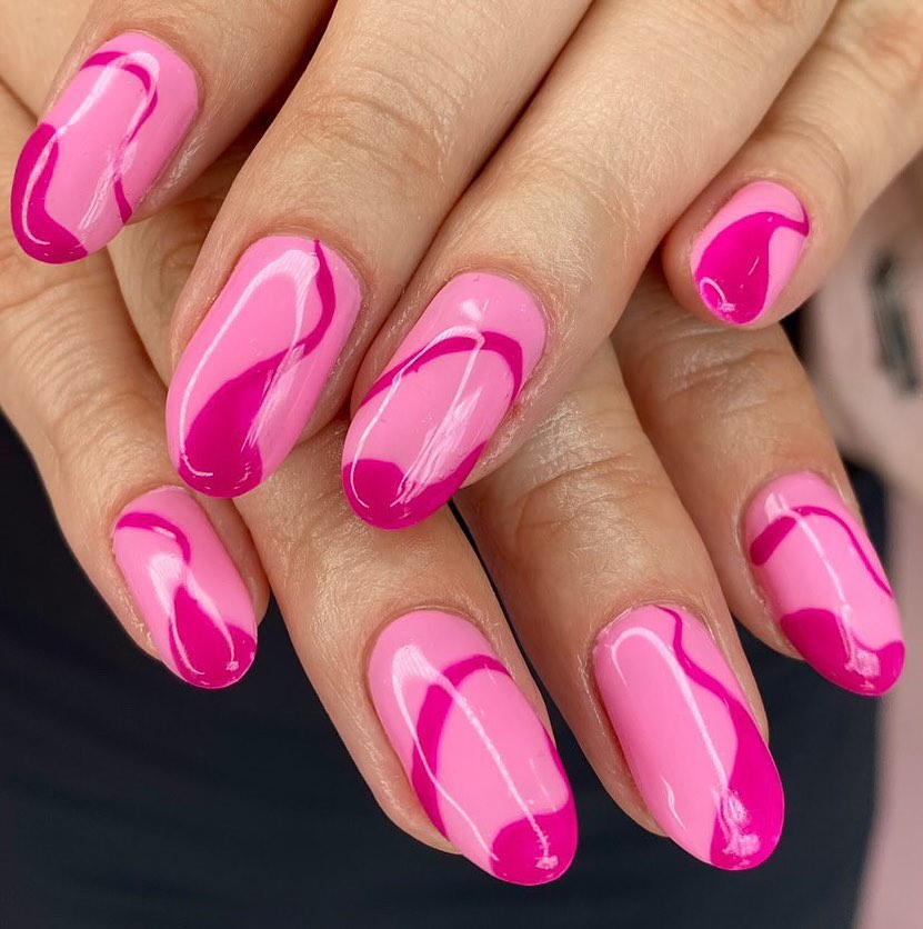 Hot Swirl Pink Nails