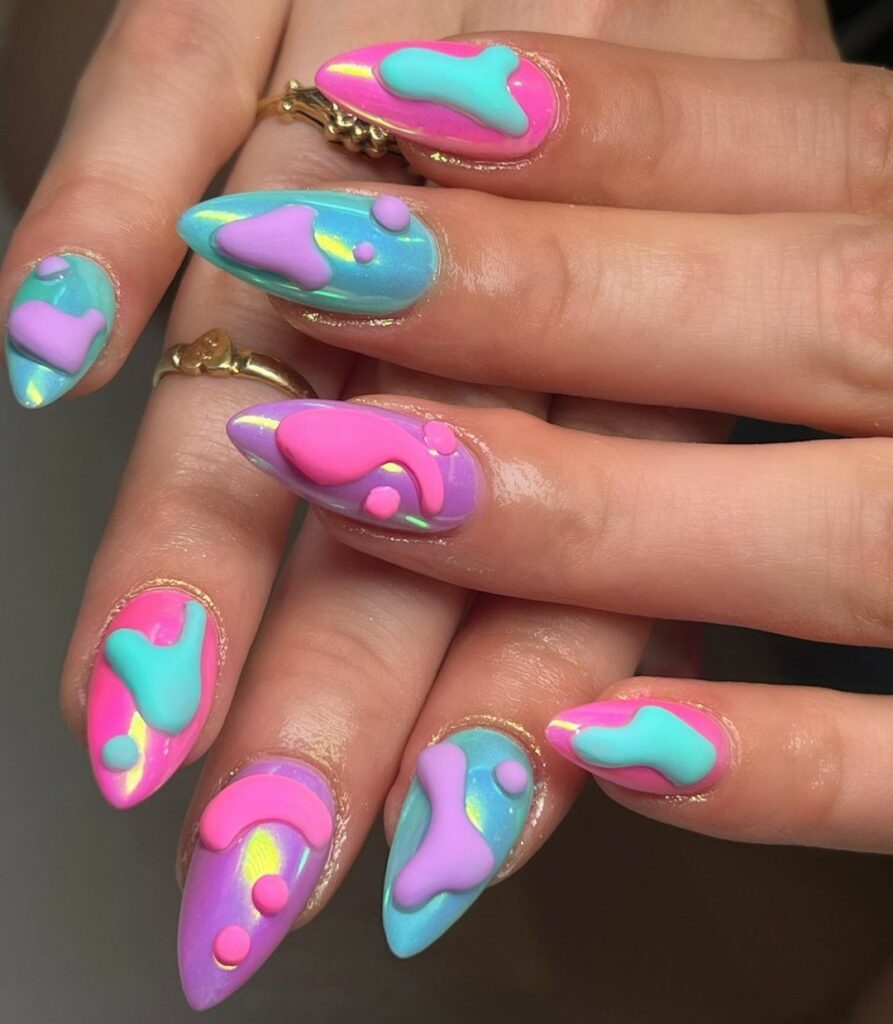 3D Artistic Pink Nails