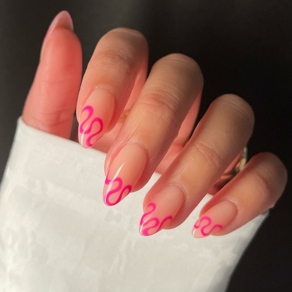 Abstract Swirl Pink Nails