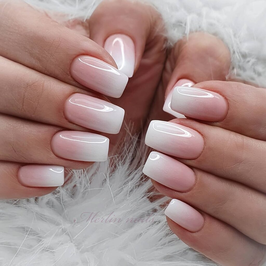 Pink and White Ombre Nails