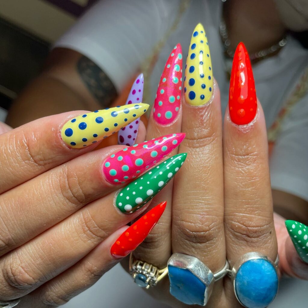 Polka-Dot Stiletto Nails