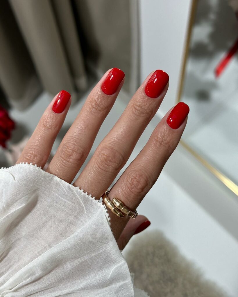 Pure Red Prom Nails for Timeless Beauty