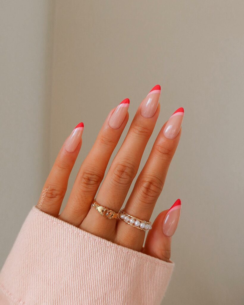 Red French nails ideas