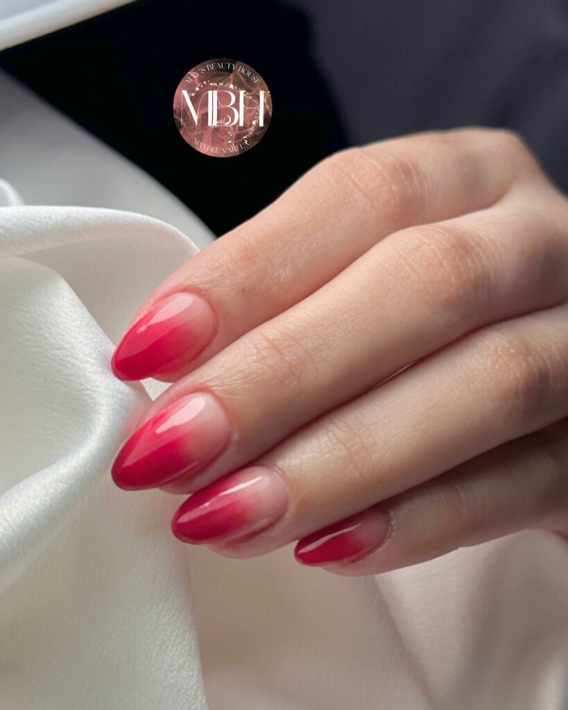 Red and White Ombre Nails