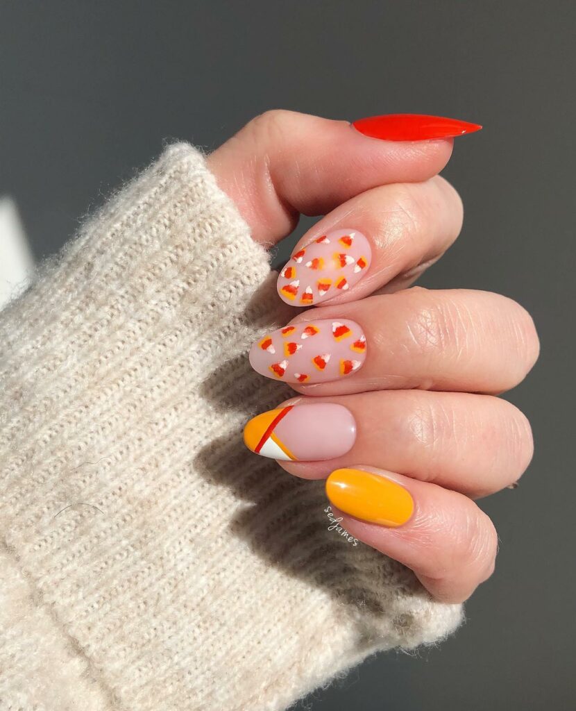 Short Candy Corn Nails