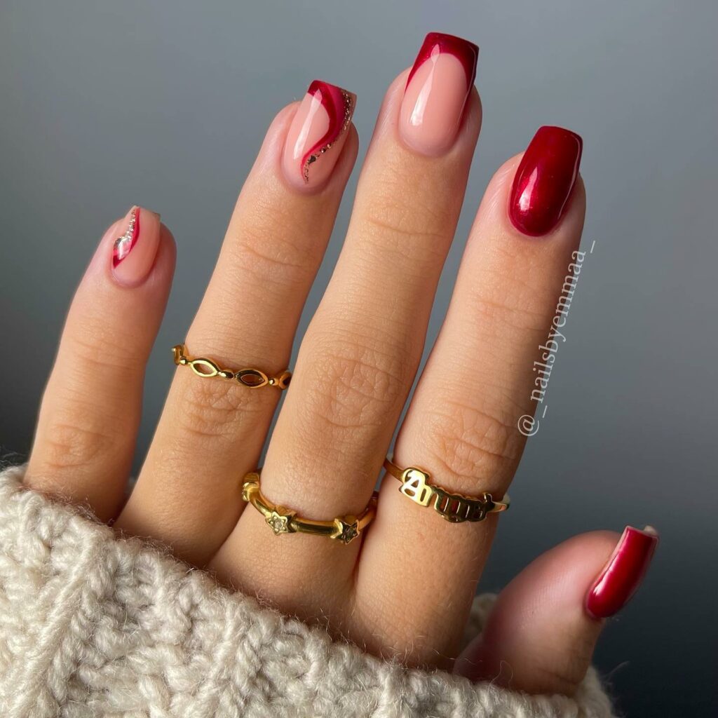 Trendy Square Red Nails