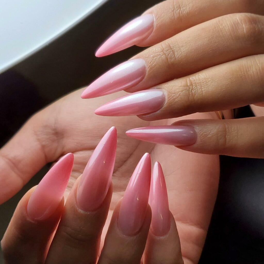 Stiletto Clear Pink Nails