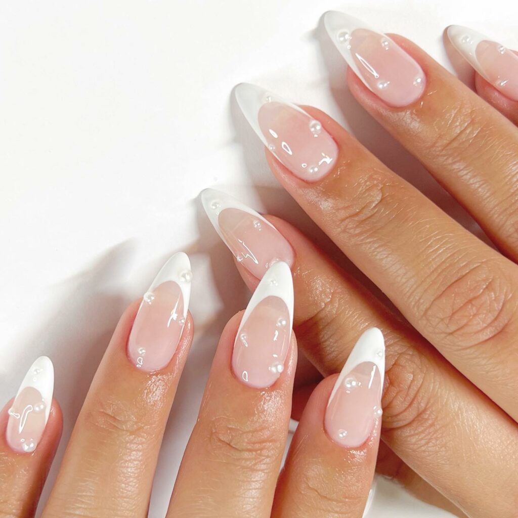 Stiletto French wedding nails