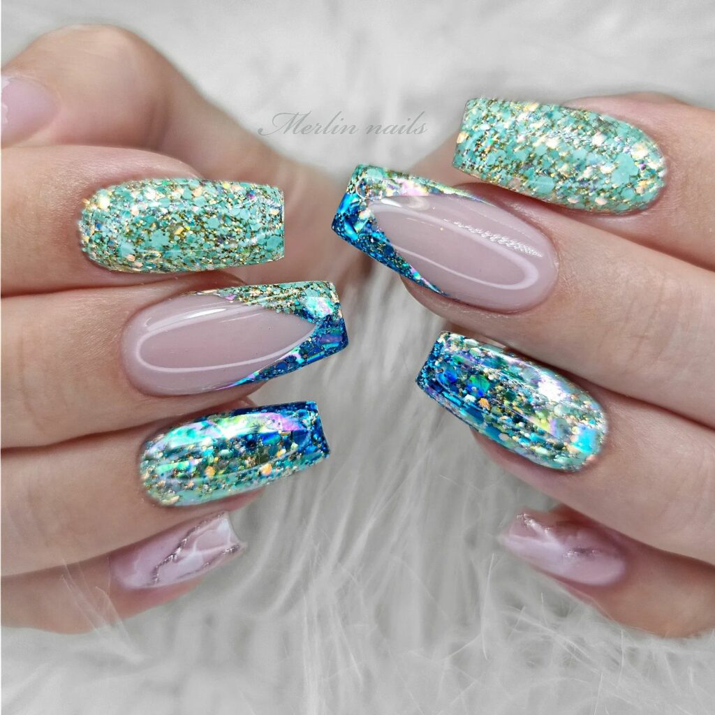 Summer Glitter Nails