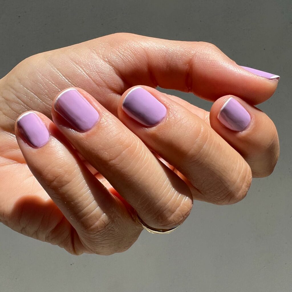 Sweet Short Squoval Lavender Nail Art