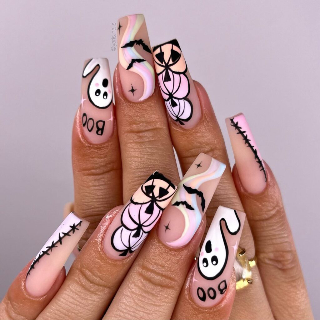 Swirls Ghost Nails