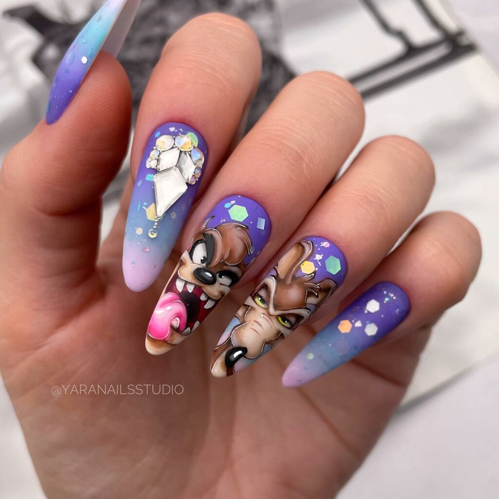 Whirlwind Adventures with Taz Cartoon Nails 