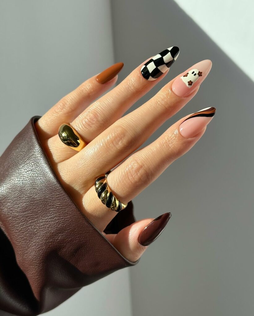 Tuxedo Black and Gold Nails