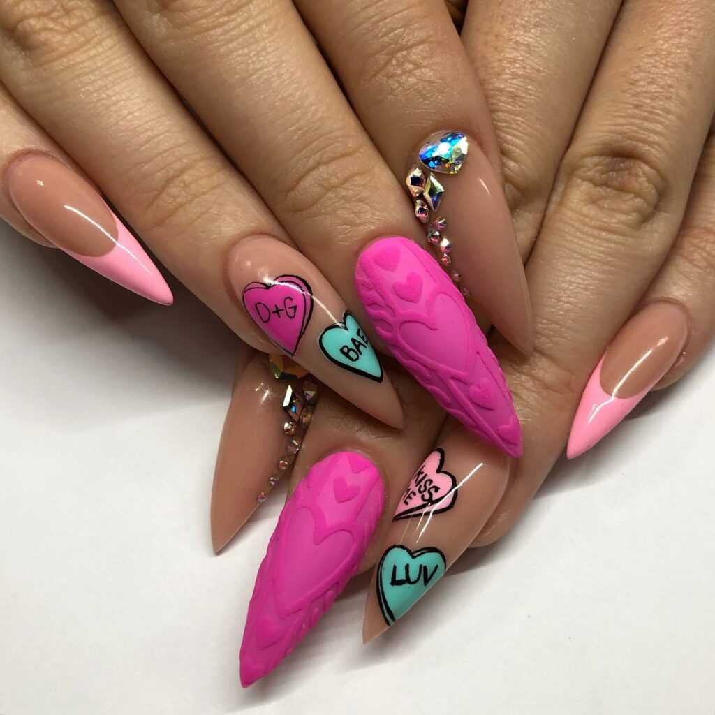 Sweater Inspired Stiletto Nails