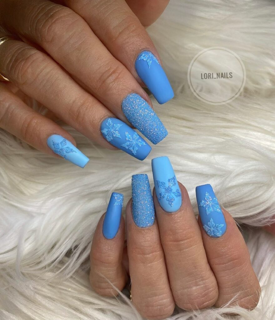 Vibrant Blue Coffin Nails