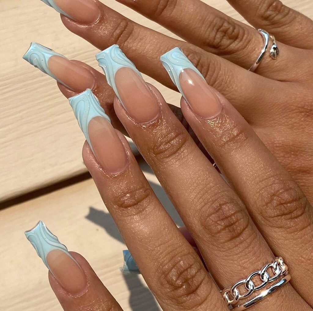 Marble Blue Nails