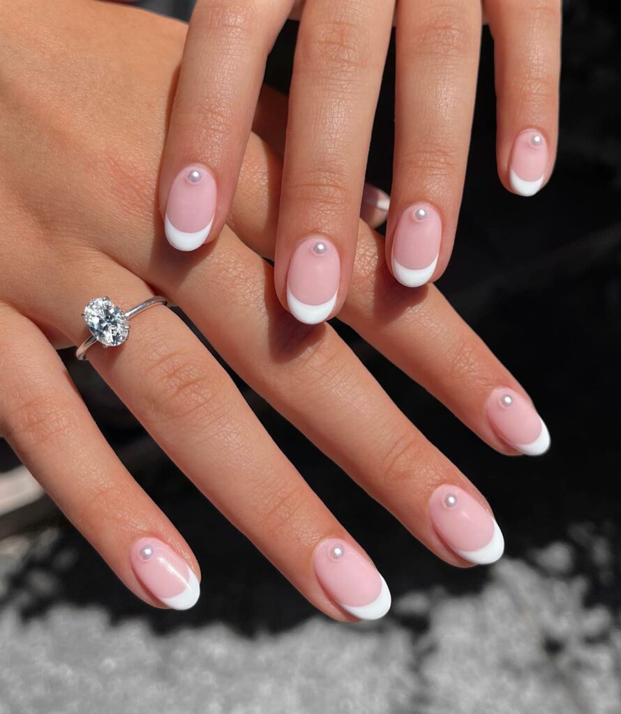 White French Tip with Pearls