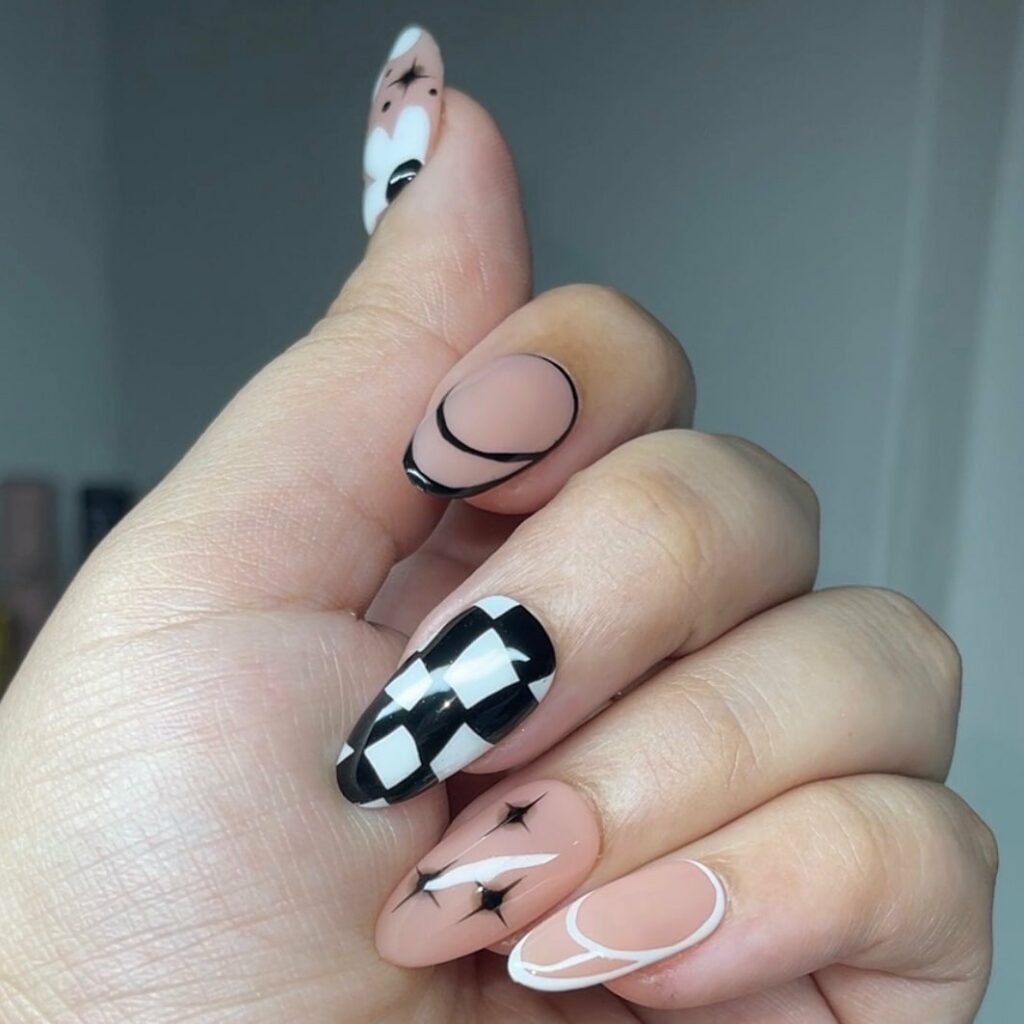 Masterful Artistic Black & White Nails