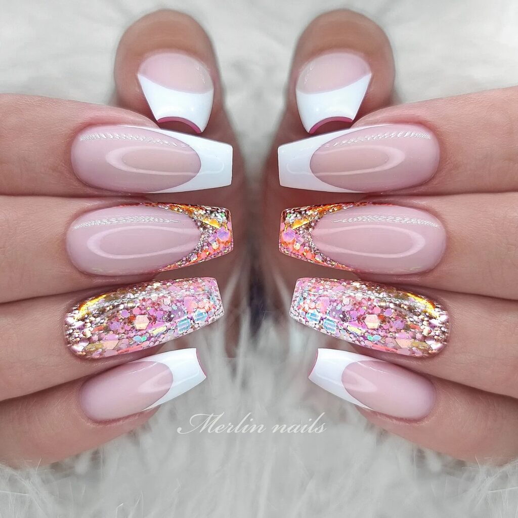 White and Rose Gold Glitter