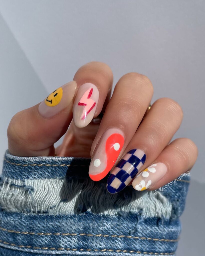 Yin-Yang Nails with a Splash of Joy