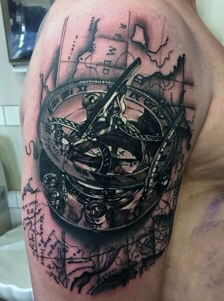 compass tattoo arm design