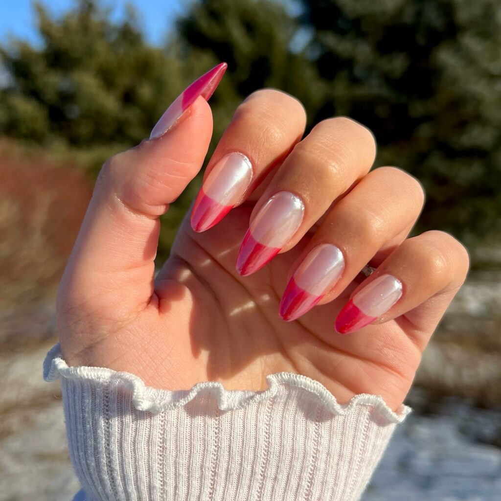 Glazed Red Classic French Nails