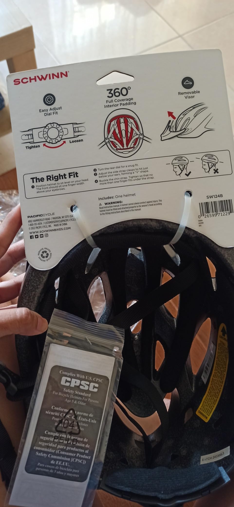 Schwinn Thrasher Helmet for Adults, Size 58-62 cm for Riders Ages 14+, Microshell, Adjustable Dial & Straps, Interior Padding, Air Vents, Lighted or Unlit, Visor, Adult Bike Helmet Customer Review Schwinn Thrasher Helmet for Adults, Size 58-62 cm for Riders Ages 14+, Microshell, Adjustable Dial & Straps, Interior Padding, Air Vents, Lighted or Unlit, Visor, Adult Bike Helmet - Customer Photo 3