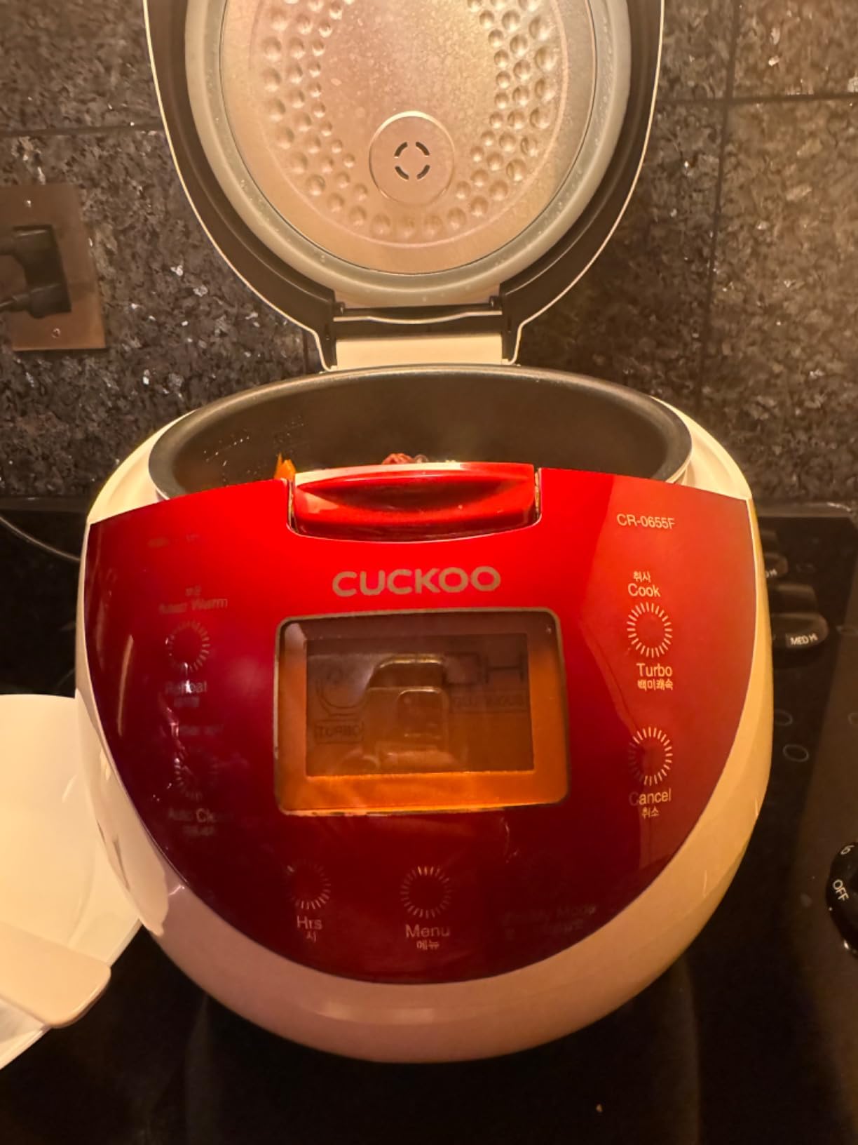 CUCKOO Micom Rice Cooker 6 Cup Uncooked / 12 Cup Cooked, Fuzzy Logic Rice Maker with Delay Timer & Keep Warm Setting, Versatile Food Steamer for Cooking, Non-Stick Inner Pot, Red (CR-0655F) Customer Review CUCKOO Micom Rice Cooker 6 Cup Uncooked / 12 Cup Cooked, Fuzzy Logic Rice Maker with Delay Timer & Keep Warm Setting, Versatile Food Steamer for Cooking, Non-Stick Inner Pot, Red (CR-0655F) - Customer Photo 2